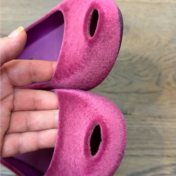 Melissa Fuchsia Velvet Peep Toe Ballet Flats Euro 38, US 7 - Picture 2 of 8